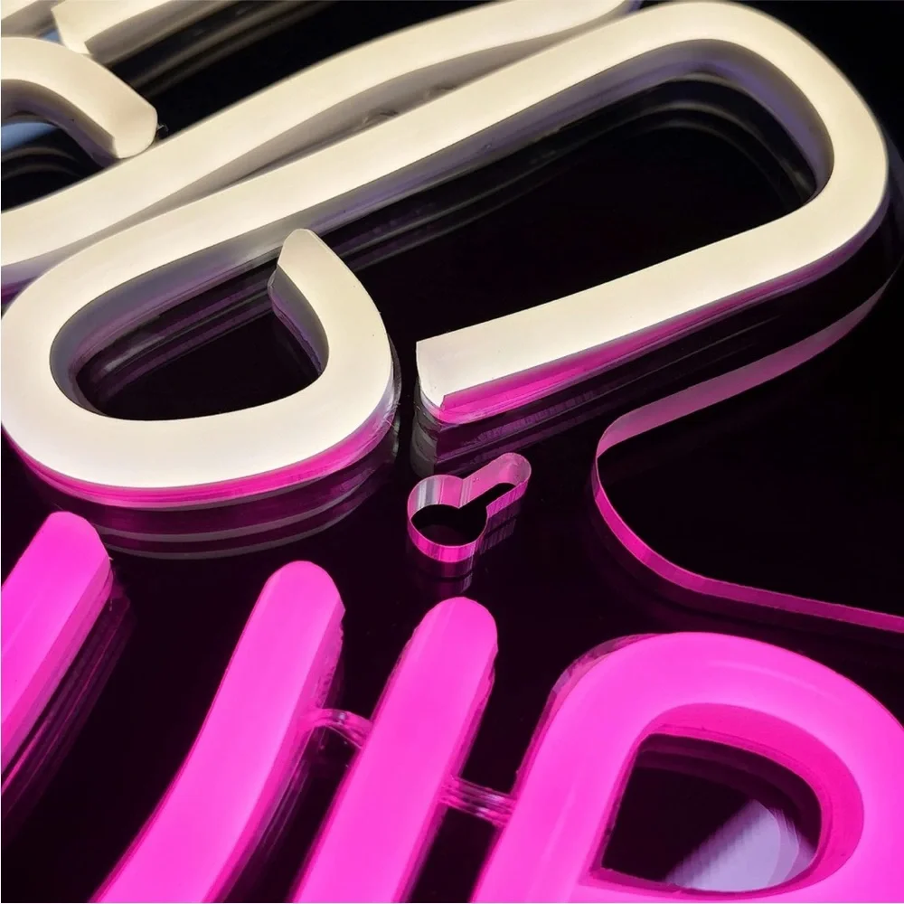 Neon Sign Good Vibes Pink White Hippie Retro 90s Party Birthday Room Light Decor